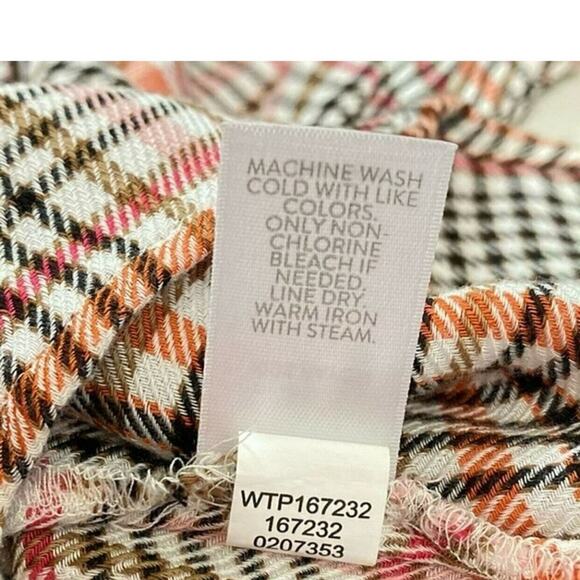 J. Jill Plaid Ruffle Long Sleeve Mother of Pearl buttons size medium - Picture 6 of 7